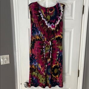 Tahari Pink and Purple Sleeveless V-Neck Sundress